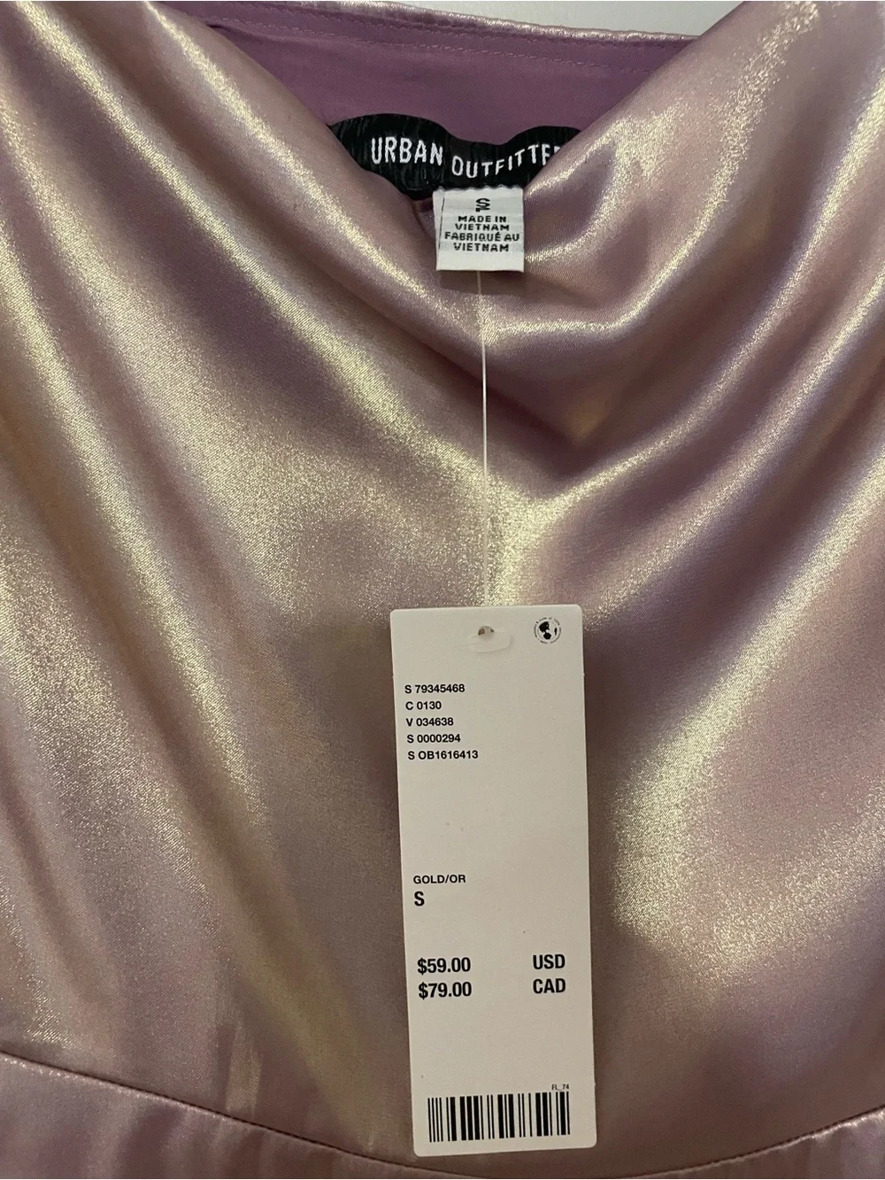 Urban Outfitters Mallory Metallic Asymmetrical Slip Dress - Picture 9 of 10